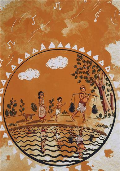 Painting  by Sagarika Pattanayak - Essence of Rural Bengal
