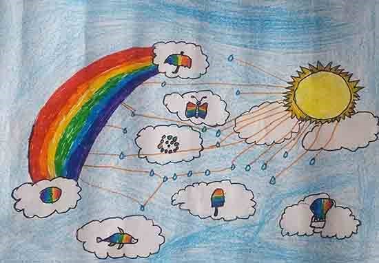 Rainbow drawing, painting by R. Veekshith