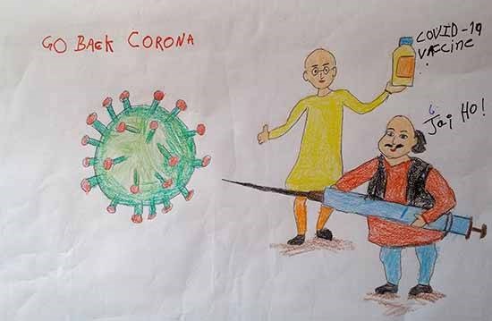 Go back Corona, painting by R. Veekshith