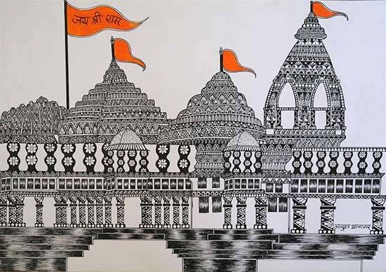 Ram Mandir, painting by Ayusha Bhatnagar
