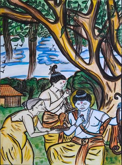 Shabari's Berries, painting by Dhanashri Shelake