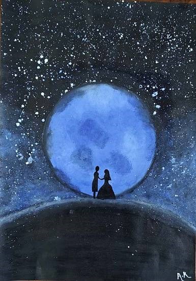 MOONLIT LOVE, painting by Akanksha kumar