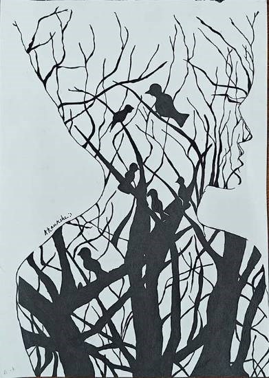 A SOUL CONNECTED TO NATURE, painting by Akanksha kumar