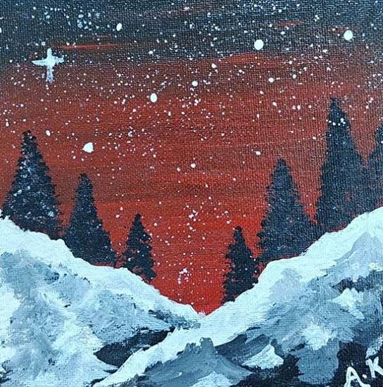 SILENT NIGHT SNOWY LIGHT, painting by Akanksha kumar