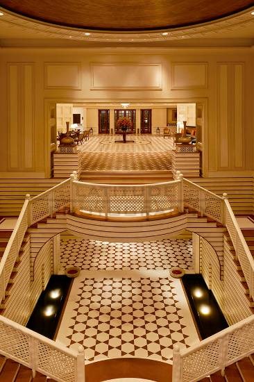 Amar Vilas lobby staircase, photograph by Ali Rangoonwalla