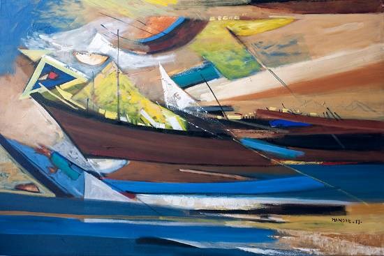 Boats, painting by Bhalchandra Mandke