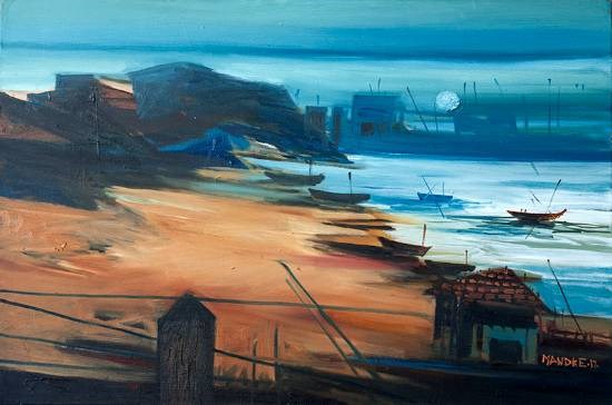 Kokan seascape, painting by Bhalchandra Mandke