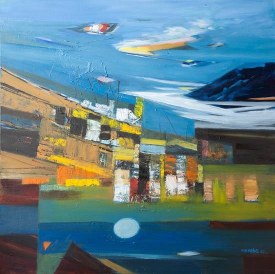 Cityscape II, painting by Bhalchandra Mandke