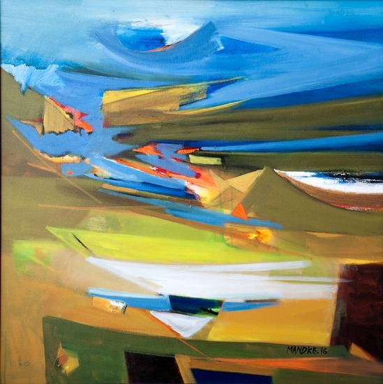 Impressions of receeding water, painting by Bhalchandra Mandke