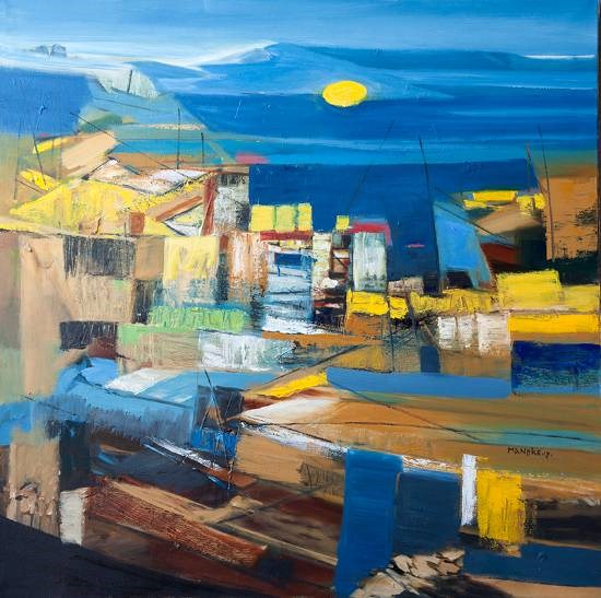 Cityscape I, painting by Bhalchandra Mandke