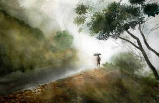 painting by Jitendra Sule - Rainy Day