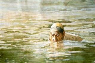 Snan, painting by Jitendra Sule