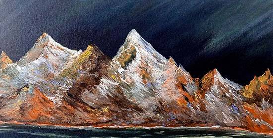 Rocky ladakh mountains, Painting by Emerging Artist Sanjana Lakhwani