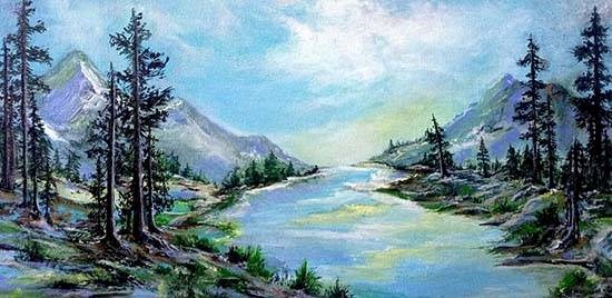 Natures valley Kashmir, painting by Sanjana Lakhwani