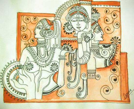 Tribal Women, Painting by Aparna Sudhakaran