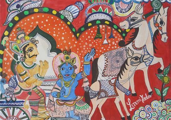 God, Goddesses and place of worship, painting by Laxmi Yadav