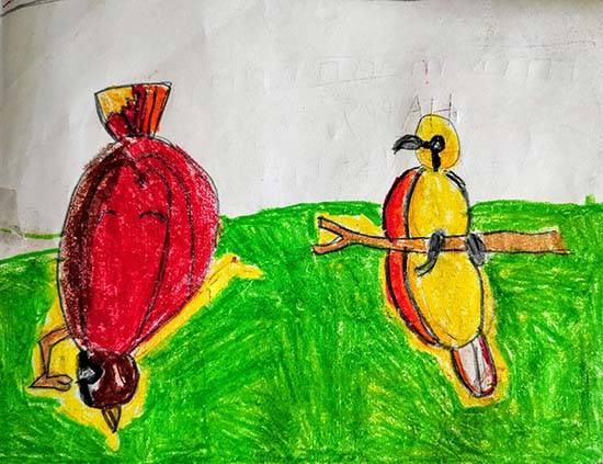 Birds, painting by Riona Prashar