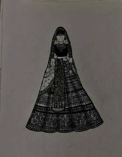 Timeless Elegance in Threads, painting by Anuradha Devi