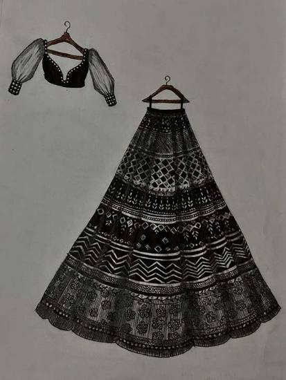 Timeless Elegance in Threads, painting by Anuradha Devi