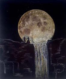 Painting  by Usha Chauhan - moonlight fall