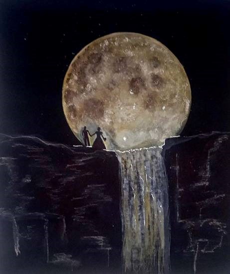 moonlight fall, painting by Usha Chauhan