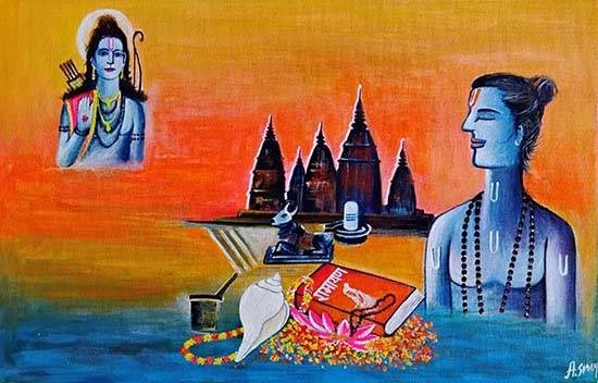 Title bhakti darshan, painting by Avnesh Singh