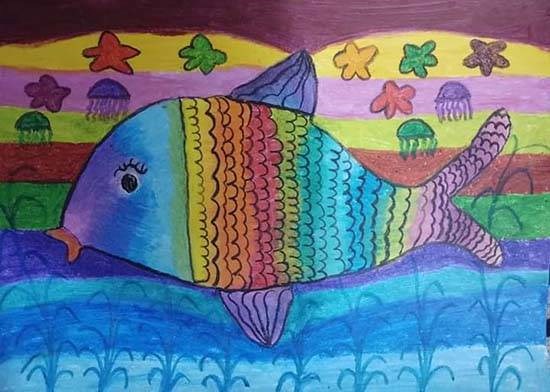 Rainbow Fish, painting by Moragala Theekshana