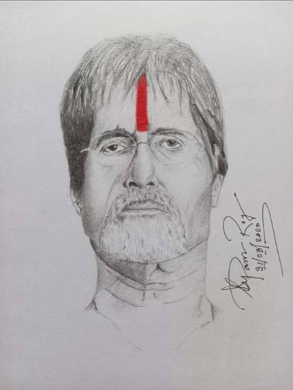 painting by Supam Roy - Amitabh Bacchan