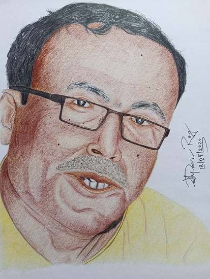 Painting  by Supam Roy - Portrait of my father