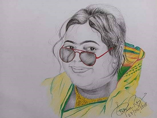 Portrait of my sister, painting by Supam Roy