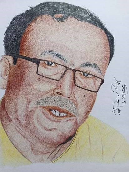 Portrait of my father, painting by Supam Roy