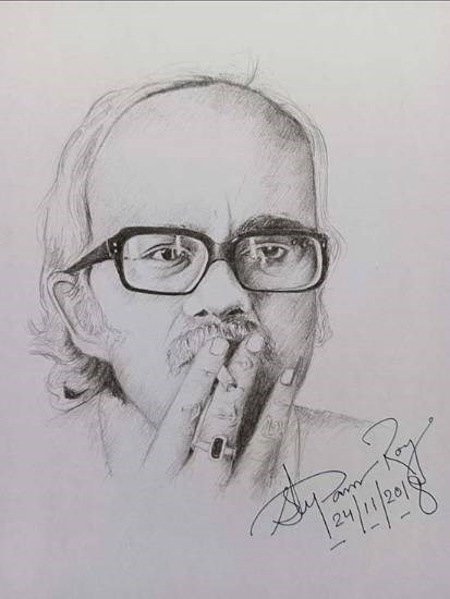 Shakti Chattapadhyay, painting by Supam Roy