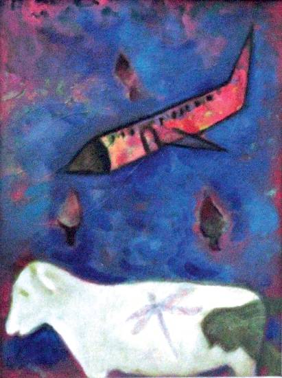 painting by Milan Sharma - Towards Destination