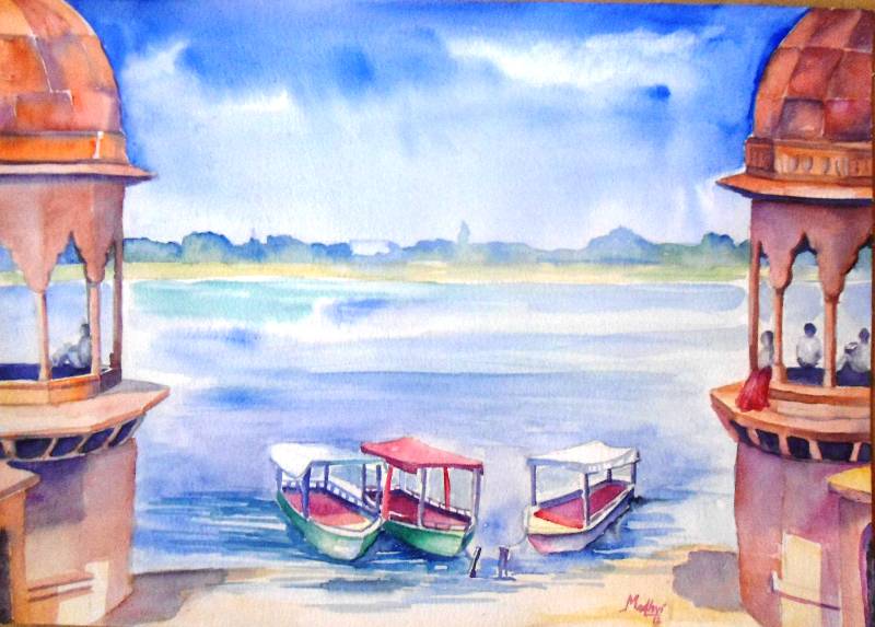 
Ghats of Shree Yamuna, painting by Madhvi Dhanak