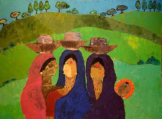Off to Work, painting by Mamta Chitnis Sen