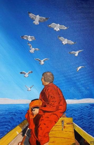 The Monk, painting by Sonal Poghat