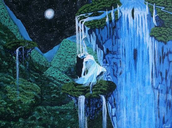 Secret Midnight Falls, painting by Sonal Poghat