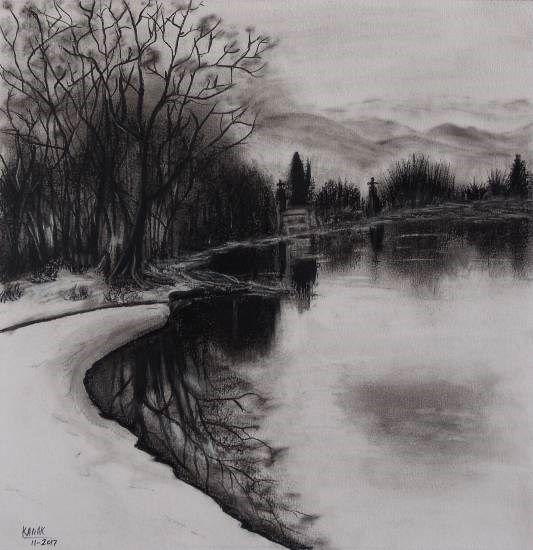 Winter Onset, painting by Dr Kanak Sharma