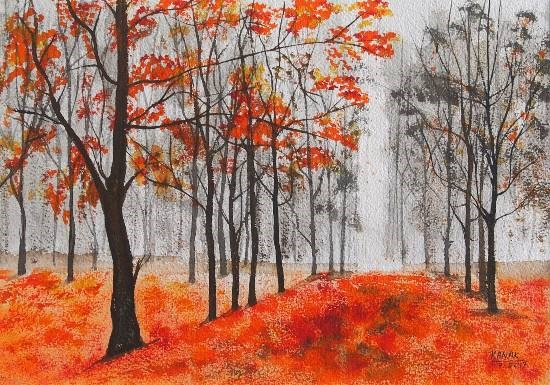 Autumn, painting by Dr Kanak Sharma