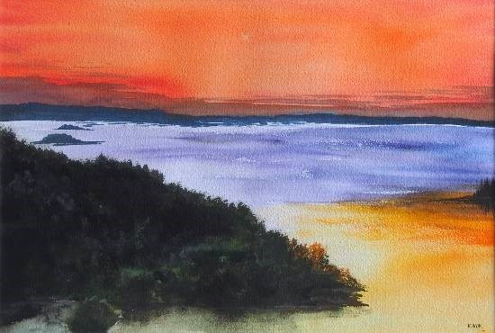 Seashore, painting by Dr Kanak Sharma
