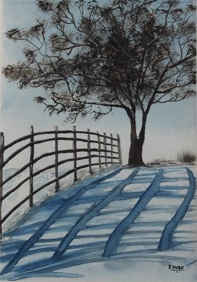 Fence, painting by Dr Kanak Sharma