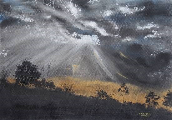 Chasing the storm, painting by Dr Kanak Sharma