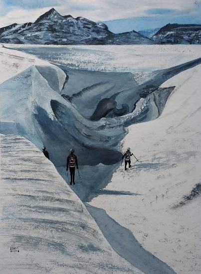 Down the rabbit hole, painting by Dr Kanak Sharma