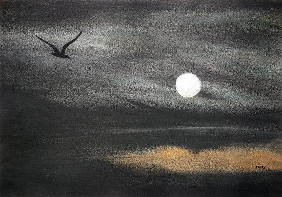 Aiming for moon, painting by Dr Kanak Sharma