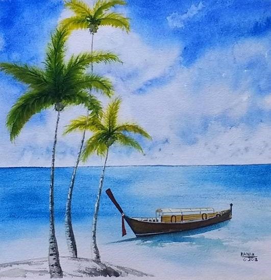 Shades of Azure, painting by Dr Kanak Sharma