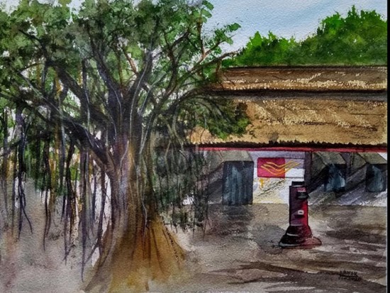 Post office, painting by Dr Kanak Sharma