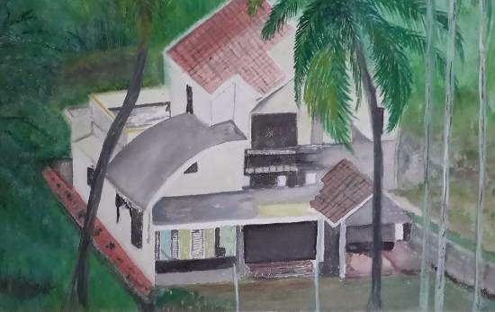 Holiday Home in Konkan, painting by Bhalchandra Bapat