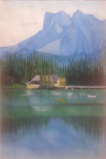 Emarld lake, Canada, painting by Bhalchandra Bapat