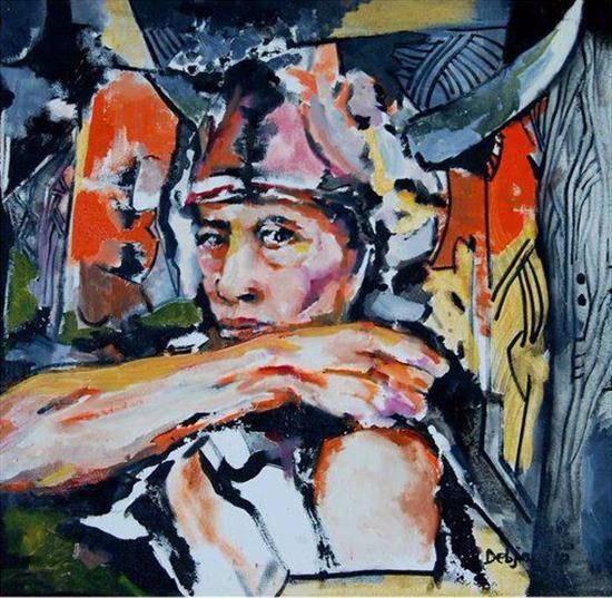 Tribal Warrior, painting by Debjani Datta