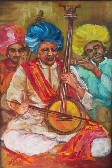 Musicians (The maestro), painting by Debjani Datta
